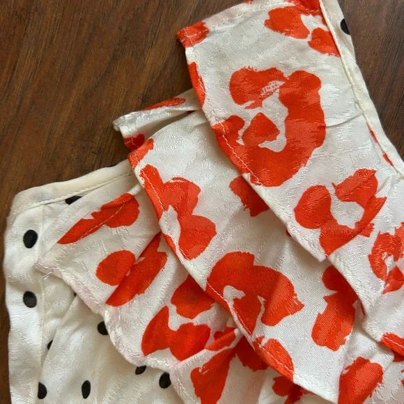 Red and White Cheetah Print Maxi Dress With Black Polka Dots Cocktail Party RIXO - Picture 4 of 8